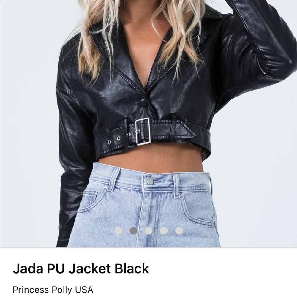 NEW WITH TAGS princess polly black faux leather cropped top size xs/s